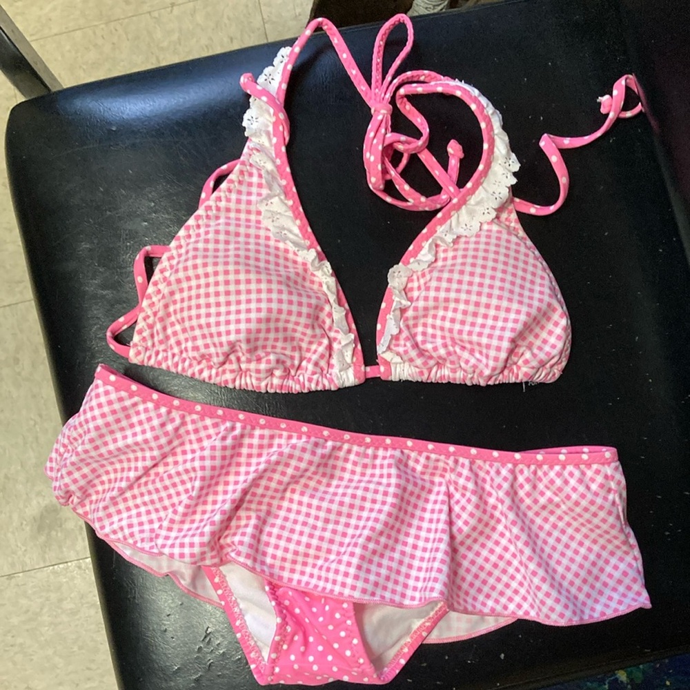 Pink Gingham Bikini Set